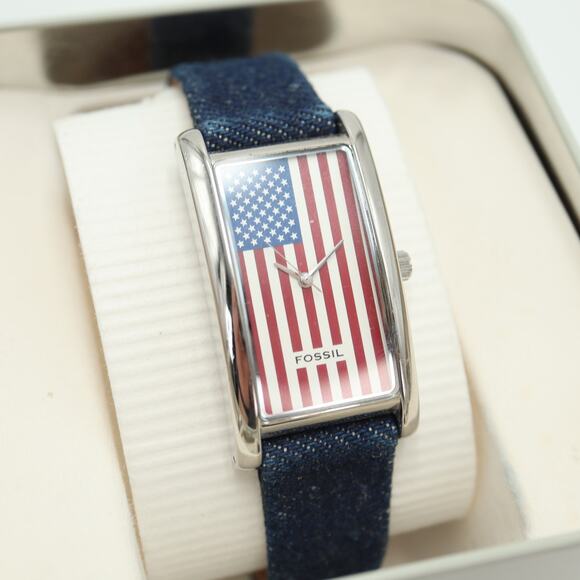 Fossil x Nordstrom American Flag Womens Tank Watch 24mm In Box w New Battery main image 11